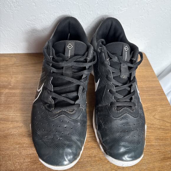 Nike Baseball Cleats Alpha Huarache 4 Keystone Size 8.5 Men's Black White Rubber - Picture 2 of 13